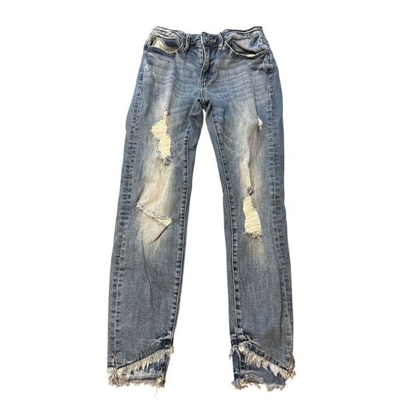 KanCan Denim - KanCan Juniors 7/27 Raw Hem Distressed Skinny Jeans